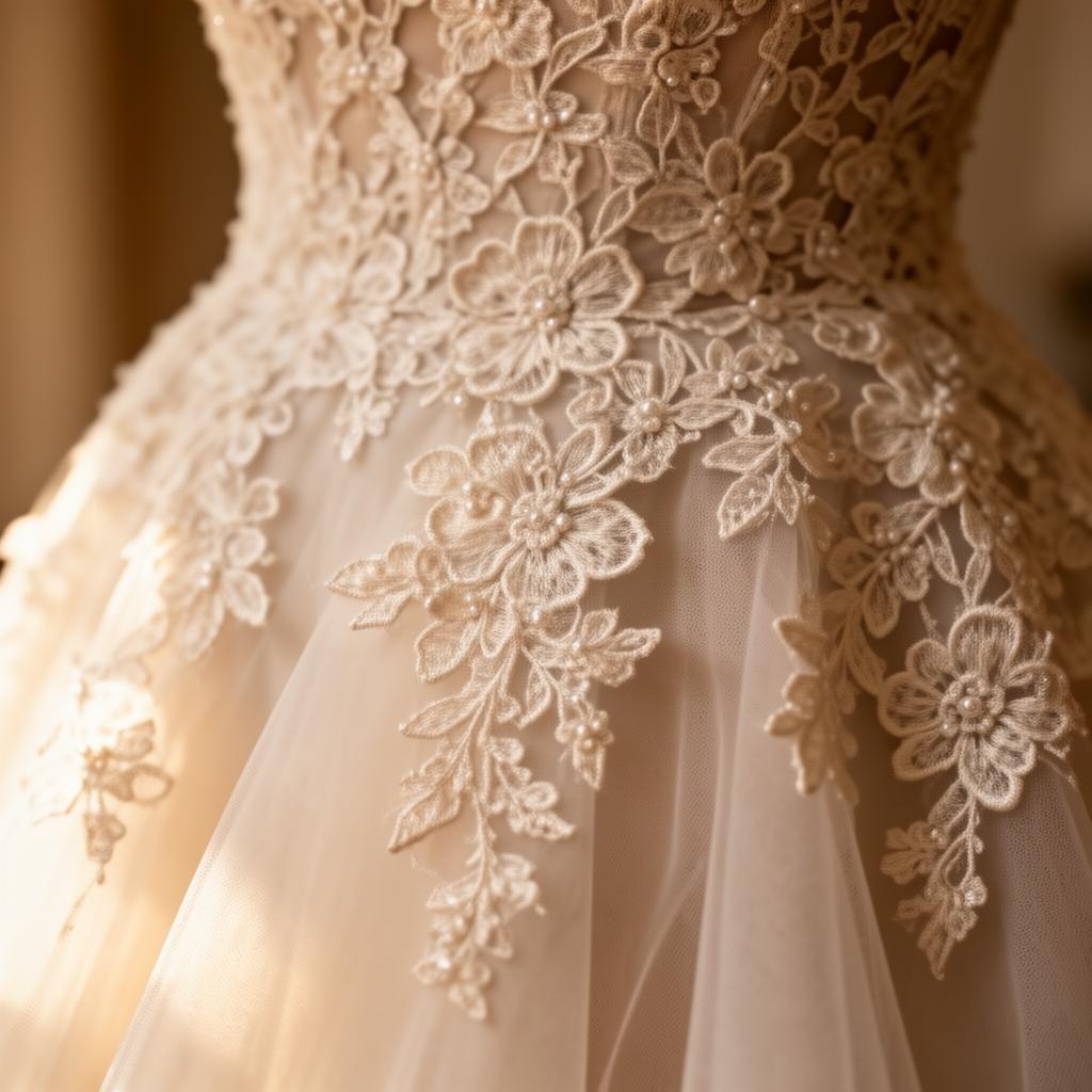 Bridal lace and fabric textures